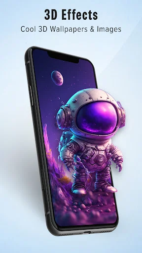 3D Effects Wallpaper - Astronaut with pink helmet on space background, 3D personalization for phones