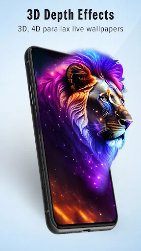 3D Depth Effects Wallpaper - Colorful lion with 4D parallax and cosmic space effect for phones