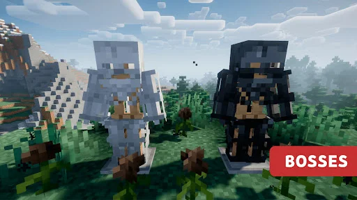 Bosses addon featuring two large Minecraft PE mob characters in landscape