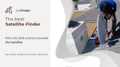 Point satellite dish antenna towards satellite using Finder app for accurate directional alignment