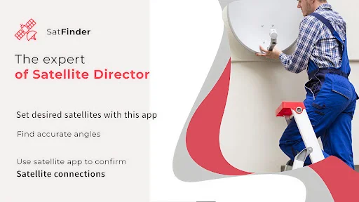Satellite Director app interface with tools to set desired satellites and find accurate positioning angles