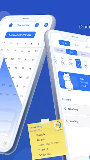 Daily calendar and to-do list view showing scheduled tasks, events, and daily agenda planning on mobile device