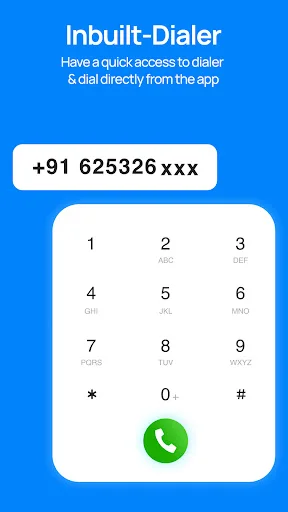 Phone dialer keypad interface with number display field and green call button