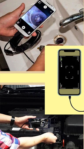 Endoscope camera setup and inspection usage examples with mobile devices