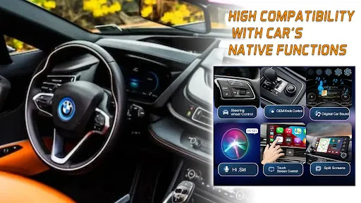 Car Auto Sync displaying high compatibility with vehicle native functions and integrated features
