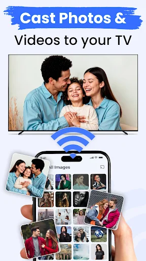 Cast Photos feature enabling photo gallery mirroring from smartphone to smart TV screen