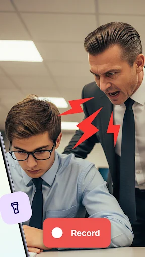 Closed Camera demonstrating discrete background video recording capability in office setting