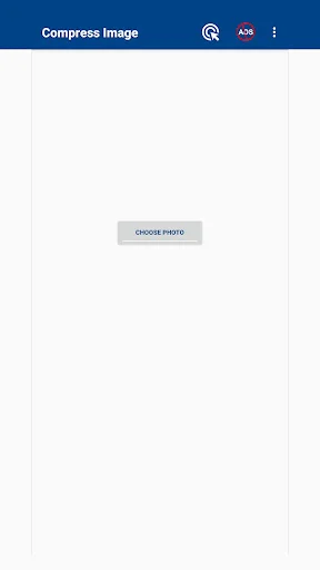 Compress Image app welcome screen with Choose Photo button to start image compression