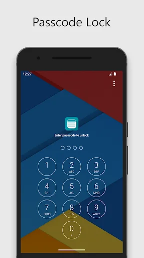 Simple Notes passcode lock screen with numeric keypad entry and security password indicators