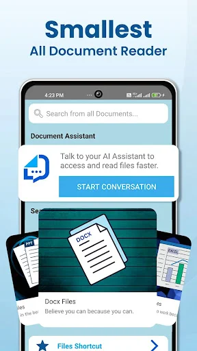 Document Assistant AI chat interface to quickly access and read Docx, PDF files
