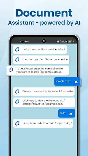 AI-powered Document Assistant chatbot helping find and access files via conversation