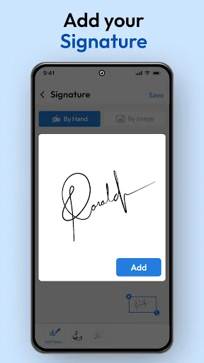 Digital signature feature with options to add handwritten or image signatures to invoices and estimate documents