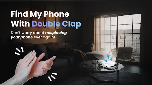 Double clap hand gesture motion detected to find and locate misplaced phone feature illustration