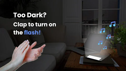 Clapping gesture to activate phone flashlight feature in dark environments for finding lost device