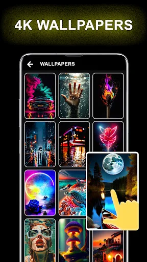4K wallpapers collection displaying vibrant abstract and artistic designs in grid format