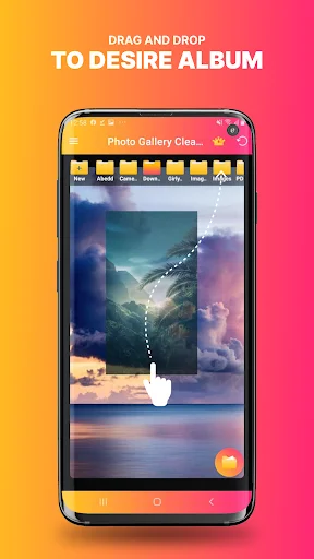 Drag and drop gesture showing how to move photos into folder albums to organize photos in gallery