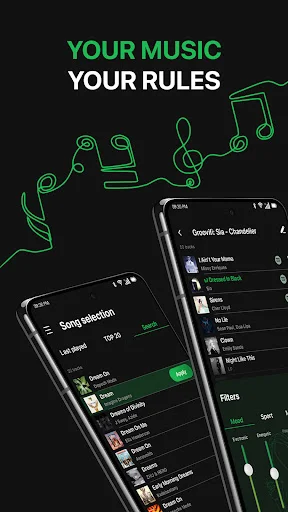 Groovifi Your Music Your Rules marketing image showcasing multiple playlist creation scenarios