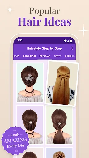 Popular hairstyle gallery with filters for easy, long hair, party, and school hairstyle ideas