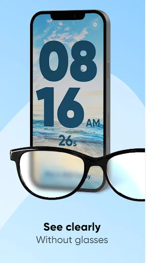 Large readable digital clock display 08:16 AM with clear text visibility without glasses