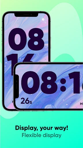 Flexible customizable digital clock widget display with multiple size and layout options