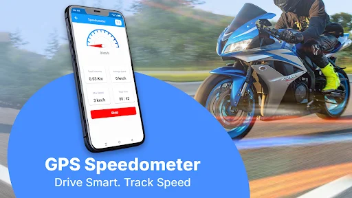 GPS speedometer application tracking vehicle speed metrics and performance during motorcycle driving