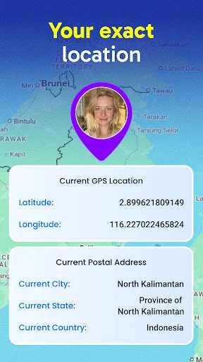 Exact GPS location finder showing precise coordinates, latitude, longitude, and current postal address