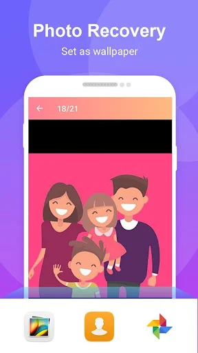 Photo Recovery set as wallpaper feature showing recovered photo with device wallpaper app selection options