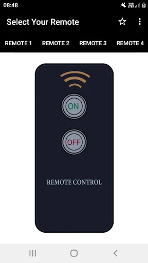 MP3 Player Remote 6 simple wireless control interface with ON and OFF buttons and WiFi symbol for basic remote power control functionality