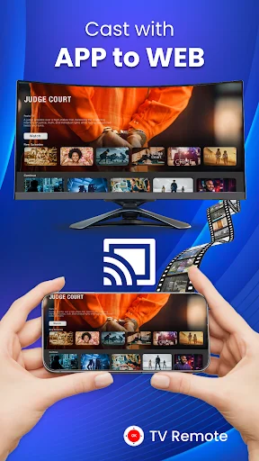 App to web casting feature allowing users to cast TV shows and streaming content from smartphone to TV display wirelessly