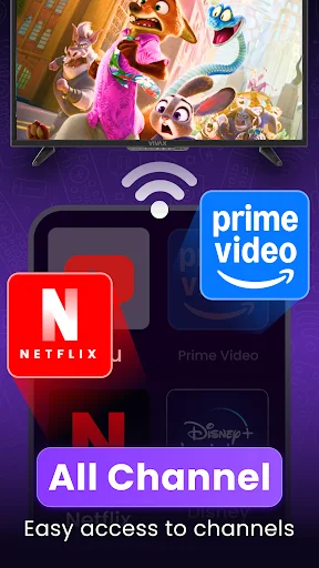 Streaming channels access feature with Netflix, Prime Video, and Disney+ app shortcuts
