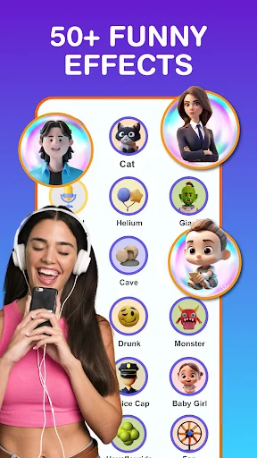 50+ funny voice effects: cat, helium, drunk, baby, monster sounds and character voice modifications