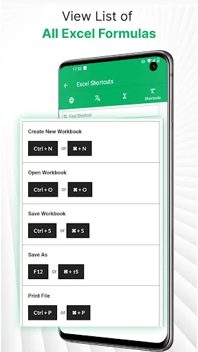 Excel shortcuts reference guide displaying keyboard commands for workbook operations and file management
