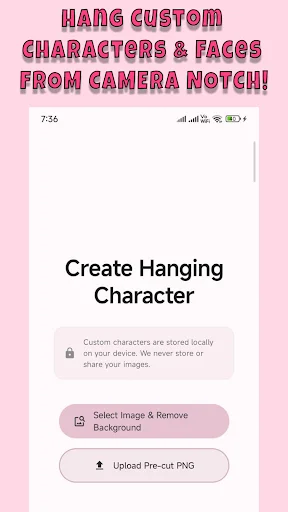 Create custom hanging characters: Upload pet images with background removal for camera notch personalization in Yumo app